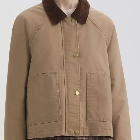 Hunter Corduroy Collar Raglan Sleeve Cotton Barn Jacket - Picture 5 of 5